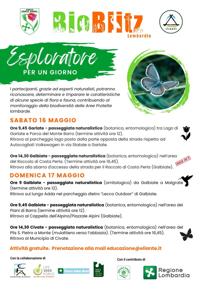 SCOPRI LA NATURA CON BIOBLITZ LOMBARDIA AL PARCO MONTE BARRO